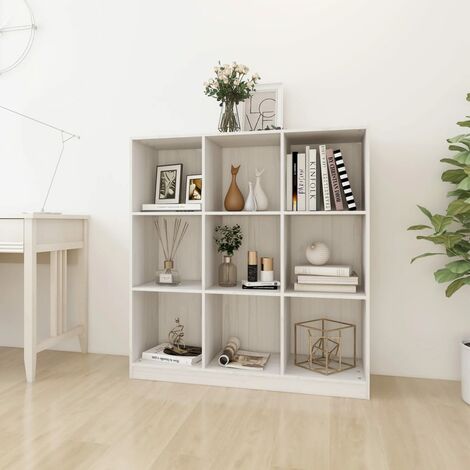 Bibliothèque/Séparateur de pièce Meuble de Rangement Meuble Étagère Blanc 104x33,5x110 cm Pin 37839 (1/5)