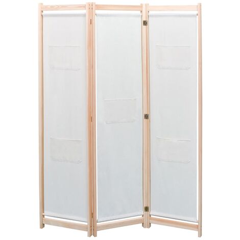 Cloison de séparation 3 panneaux, Paravent sur Pied, Séparation de pièce, Cloison mur écran Crème 120x170x4 cm Tissu GHJ20315 (1/5)