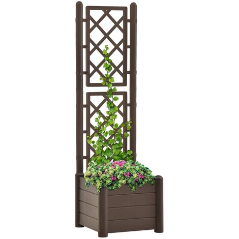 Bac à fleurs,Jardinière avec treillis 43x43x142 cm PP Moka -38882 (1/5)