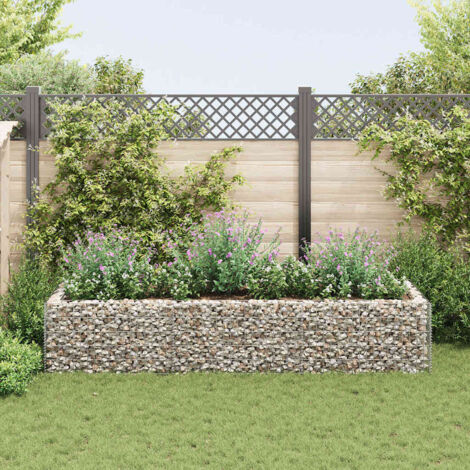 Jardinière Bac A Fleur  Lit surélevé à gabion Acier 270x90x50 cm 81618 (1/5)