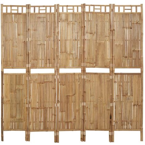 Paravent de Chambre Closion de séparation 5 panneaux Bambou 200x180 cm -BC84684 (1/5)