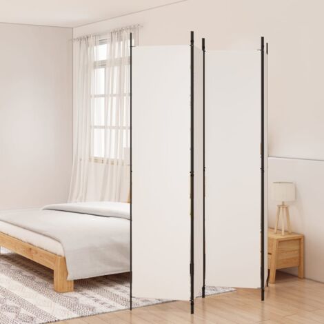 Paravent sur Pied Cloison de séparation 4 panneaux Blanc 200x220 cm Tissu 13966 (1/5)