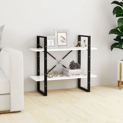 Bibliothèque à 2 niveaux, Étagère de Rangement, Meuble pour Dossier, Armoire de Rangement Blanc 80x30x70 cm Aggloméré AXZ92683 (1/5)