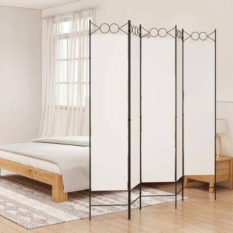 Paravent de Chambre Closion de séparation 5 panneaux Blanc 200x200 cm Tissu -BC44270 (1/5)