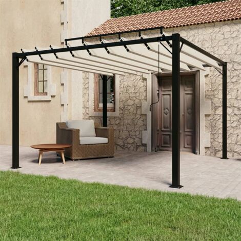 Tonnelle de jardin Tonnelle Barnum Tente avec toit à persienne 3x3 m Crème Tissu et aluminium 31142 (1/5)