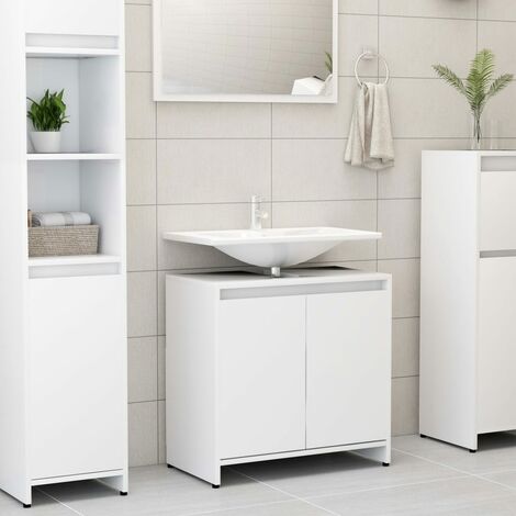Meuble de salle de bain Vintage,Aromire de rangement Toilette Blanc 60x33x61 cm Aggloméré -13158 (1/5)