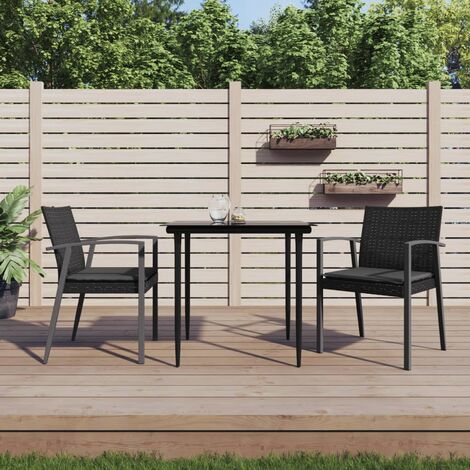 3 pcs Ensemble à manger de jardin,Salon de jardin Mobilier de salle à manger coussins résine tressée acier HH32619 (1/5)