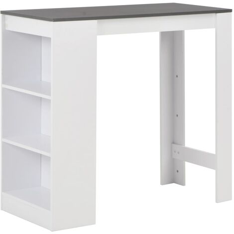 Table de bar avec étagère  Table Haute  Table d'appoint Blanc 110x50x103 cm BZTHBS200569 (1/5)