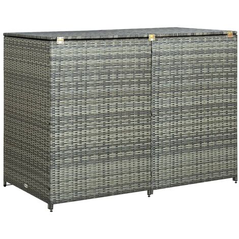 Cache poubelle, Abri de poubelle,Hangar à Poubelles double Résine tressée Anthracite 148x77x111cm - FR66190 (1/5)