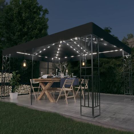 Tonnelle Barnum Style Moderne - Pavillon de Jardin - Tente de réception - avec double toit et lumières LED 3x4 m Anthracite Chic-642657 (1/5)