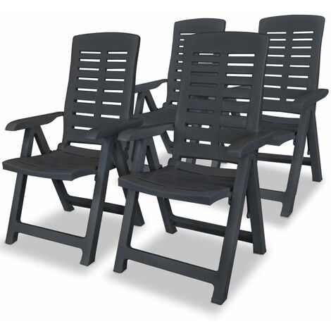 Lot de 4 Chaises inclinables de jardin,Fauteuils d'extérieur Plastique Anthracite -TF24436 (1/5)