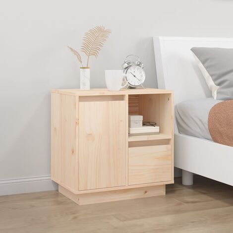Table de chevet Bout de Canapé Table d'Appoint Chevet 50x34x50 cm Bois de pin massif -BV80754 (1/5)