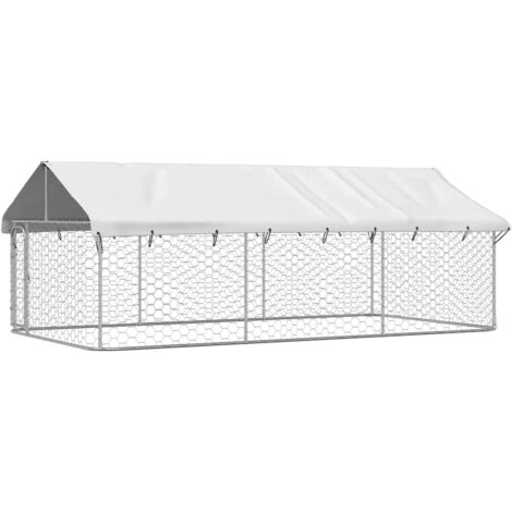 Maison Chic – Chenil extérieur avec toit 400x200x150 cm – Enclos sécurisé en acier galvanisé – Protection UV et pluie – Porte à verrouillage - REBSW184379