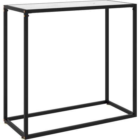 Table console  Table d’Entrée  Table d'Appoint  Bout de canapé pour Couloir, Entrée, Salon Blanc 80x35x75 cm Verre trempé，Petite Table de Présentation GHBN776622 (1/5)
