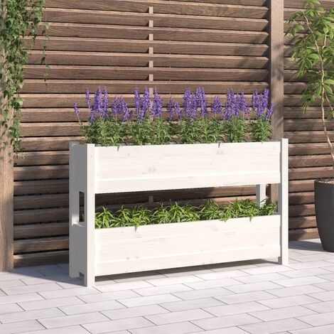 Jardinière Pot de fleurs Bac à fleurs Blanc 112x25x66 cm Bois massif de pin BVDXN662518 MaisonChic (1/5)