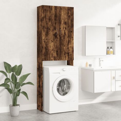 Meuble machine à laver  Meuble pour WC Chêne fumé 64x25,5x190 cm 87689