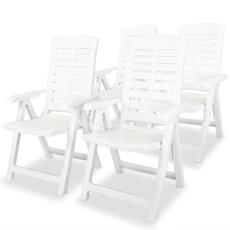 Lot de 4 Chaises inclinables de jardin,Fauteuils d'extérieur Plastique Blanc -TF80640