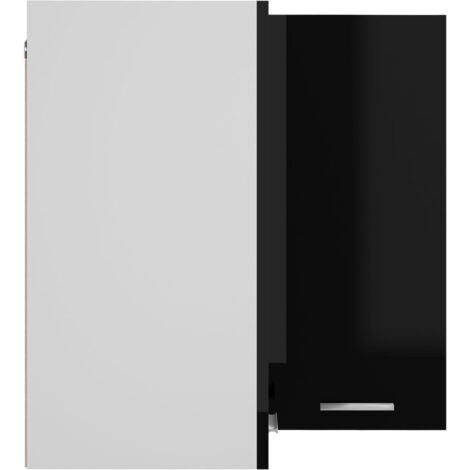 Armoire d'angle suspendue  Armoire de cuisine Meuble haut Cuisine Noir brillant 57x57x60 cm Aggloméré 54919