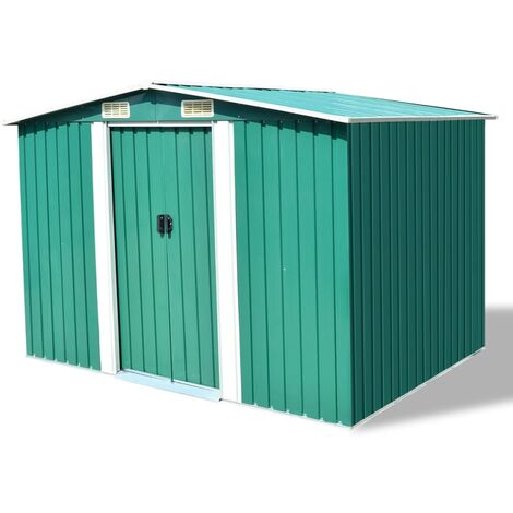 Abri de stockage pour jardin,Cabane à Outils Remise de Jardin,Abri de Rangement Métal Vert 257 x 205 x 178 cm - FR49377 (1/5)