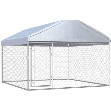 Maison Chic – Chenil d'extérieur enclos parc pour chiens 200 x 200 x 135 cm – Acier galvanisé et polyéthylène – Toit résistant aux intempéries