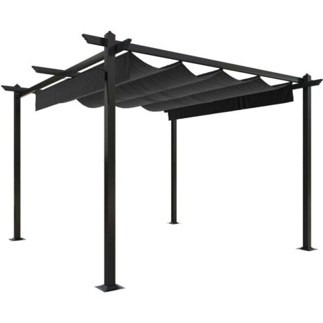 Tonnelle Barnum Style Moderne - Pavillon de Jardin - Tente de réception - avec toit rétractable 3x3 m Anthracite Chic-417746 (1/5)