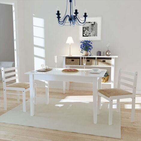 Chaises à manger, Chaises à dîner, Fauteuils de Relaxation lot de 2 blanc hévéa solide et velours BGT29855 (1/5)