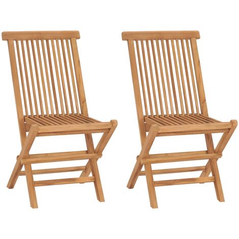 Lot de 2 Chaises pliables de jardin,Fauteuils d'extérieur Bois de teck solide -TF43028 (1/5)