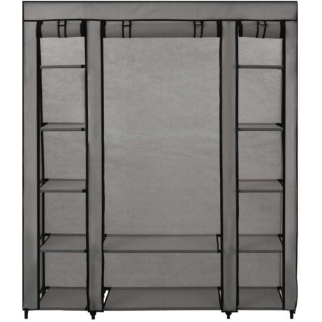 Armoire Meuble de rangement,Armoire avec compartiments et tiges Gris 150x45x176 cm Tissu -88966 (1/5)
