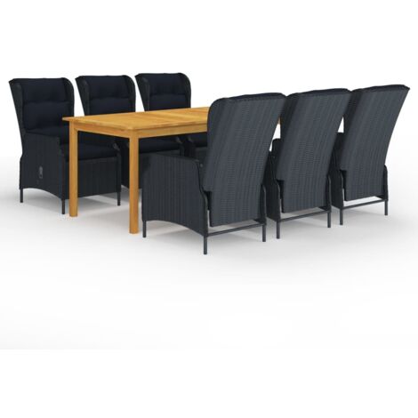 Salon de jardin 7 pcs - Mobilier de jardin - Ensemble de salle à manger de jardin Gris foncé Chic-630166 (1/5)