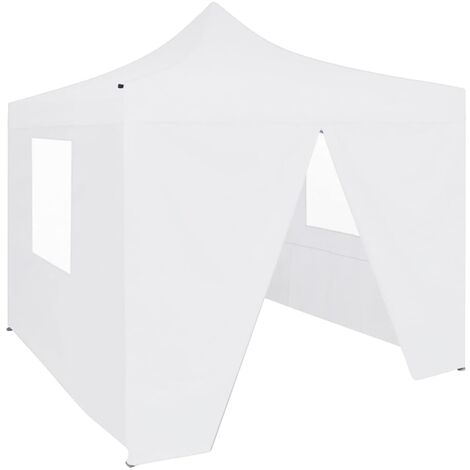 Tente de réception pliable, Tonnelle de Jardin, Pergola Pavillon Chapiteau avec 4 parois 3x3 m Acier Blanc FCV35133 (1/5)