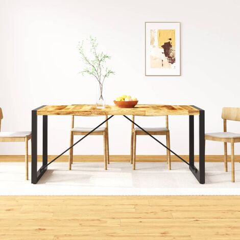 Table de salle à manger, Table à dîner, Table de Cuisine Bois de manguier brut 180 cm BHU6044 (1/5)