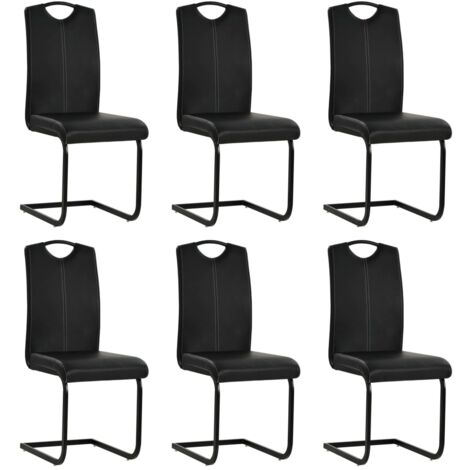 Lot de 6 Chaises cantilever Chaises de salle à manger Chaise de cuisine Noir Similicuir 84579 (1/5)