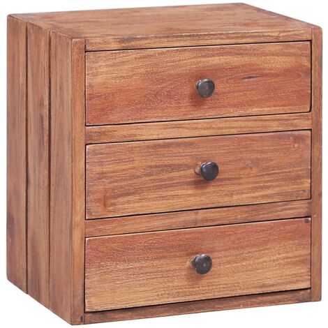 Table de chevet Bout de Canapé Table d'Appoint Chevet avec 3 tiroirs 35x25x35 cm Bois de récupération -BV56527 (1/5)