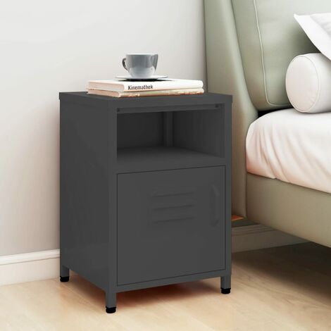 Table de chevet Bout de Canapé Table d'Appoint Chevet Anthracite 35x35x51 cm Acier -BV55442 (1/5)