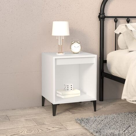 Table de chevet  Bout de Canapé  Table d'Appoint Chevet Blanc 40x35x50 cm -BV47144 (1/5)