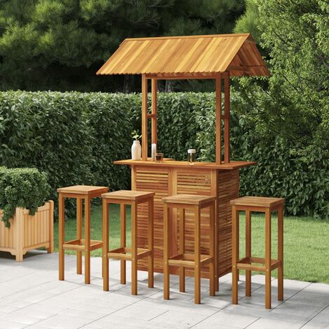 5 pcs Ensemble de bar de jardin  Meuble de Jardin/bistro  Ensemble table et chaises Bois d'acacia solide DEJDX70546 (1/5)