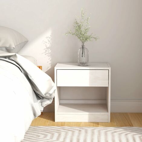 Table de chevet Bout de Canapé Table d'Appoint Chevet Blanc 40x31x40 cm Bois de pin massif -BV68273 (1/5)