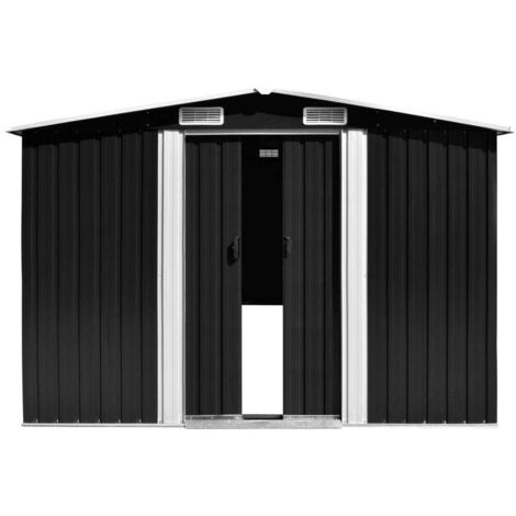 INLIFE Abri de jardin 257x489x181 cm Métal Anthracite (1/5)