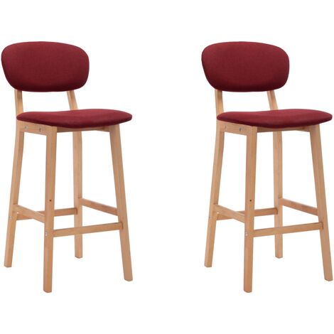 Lot de 2 Tabourets de bar,Chaises hautes de bar luxueuses rouge bordeaux tissu -41918 (1/5)