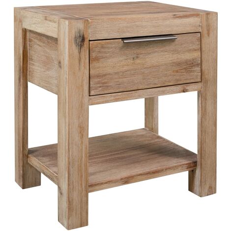 Table de chevet Bout de Canapé Table d'Appoint Chevet avec tiroir 40x30x48 cm Bois d'acacia solide -BV47298 (1/5)