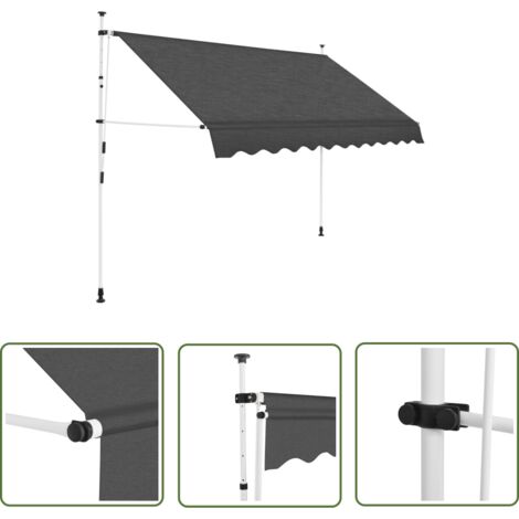 Auvent manuel rétractable Store Banne Auvent de jardin 300 cm Anthracite 89542 (1/5)