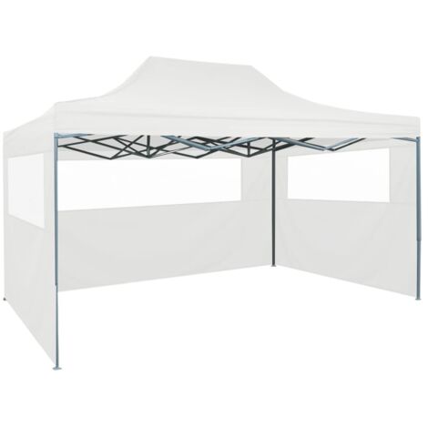 Tente de réception,Tonnelle de jardin pliable avec 3 parois 3x4 m Acier Blanc -72715 (1/5)