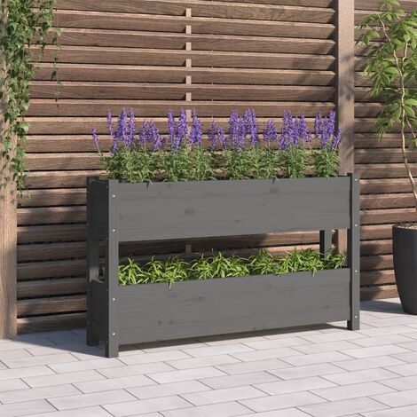 Jardinière Bac à fleurs Pot de fleurs Gris 112x25x66 cm Bois massif de pin BVDXN759353 (1/5)