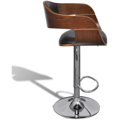 Lot de 2 Tabourets de bar Style Contemporain  Chaises de bar Bois courbé et similicuir 76701