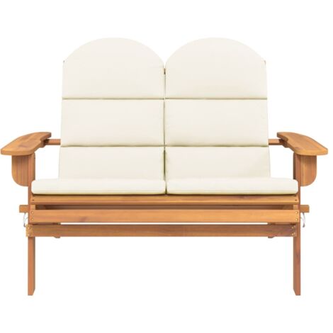 Banc Banquette de Jardin - Mobilier de jardin Adirondack et coussins 126 cm bois massif acacia BV206770 - BonneVie