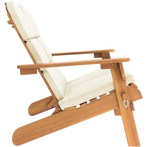 Banc Banquette de Jardin - Mobilier de jardin Adirondack et coussins 126 cm bois massif acacia BV206770 - BonneVie