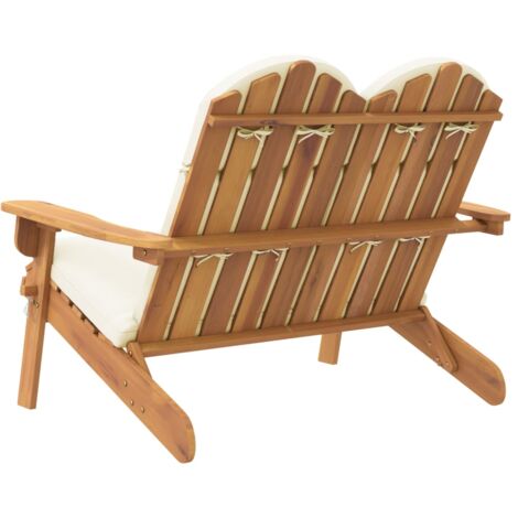 Banc Banquette de Jardin - Mobilier de jardin Adirondack et coussins 126 cm bois massif acacia BV206770 - BonneVie