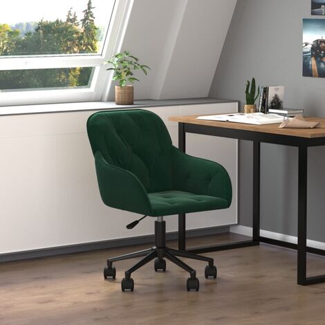 Chaise de bureau pivotante,Fauteuil d'ordinateur Vert foncé Velours -VA71762 (1/5)