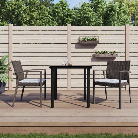 3 pcs Ensemble à manger de jardin Salon de jardin Mobilier de salle à manger coussins résine tressée acier RJTRX643800 (1/5)