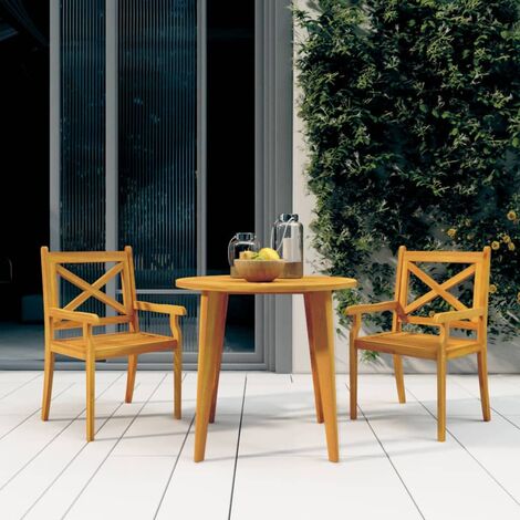 3 pcs Ensemble table et chaise à manger,Mobilier à manger de jardin Bois d'acacia solide HH79973 (1/5)